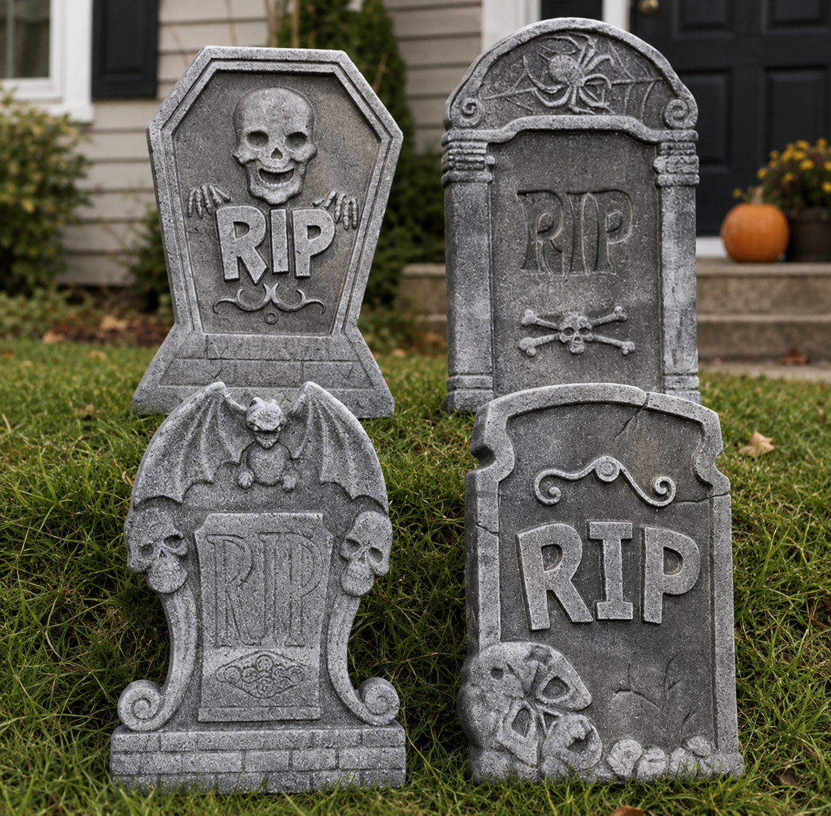 x4 Lápida Decorativa de Halloween